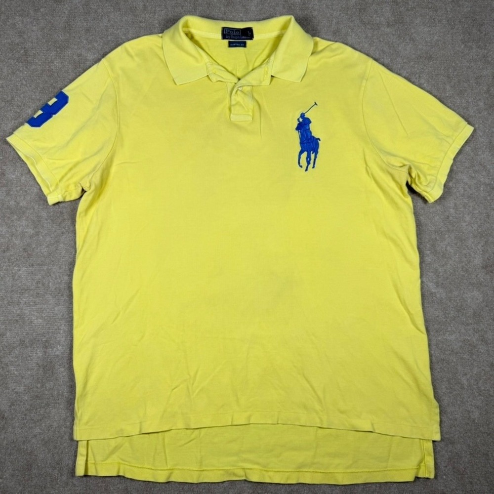 Polo Ralph Lauren Men Size XL Yellow Big Pony Custom Fit Short Sleeve Polo Shirt